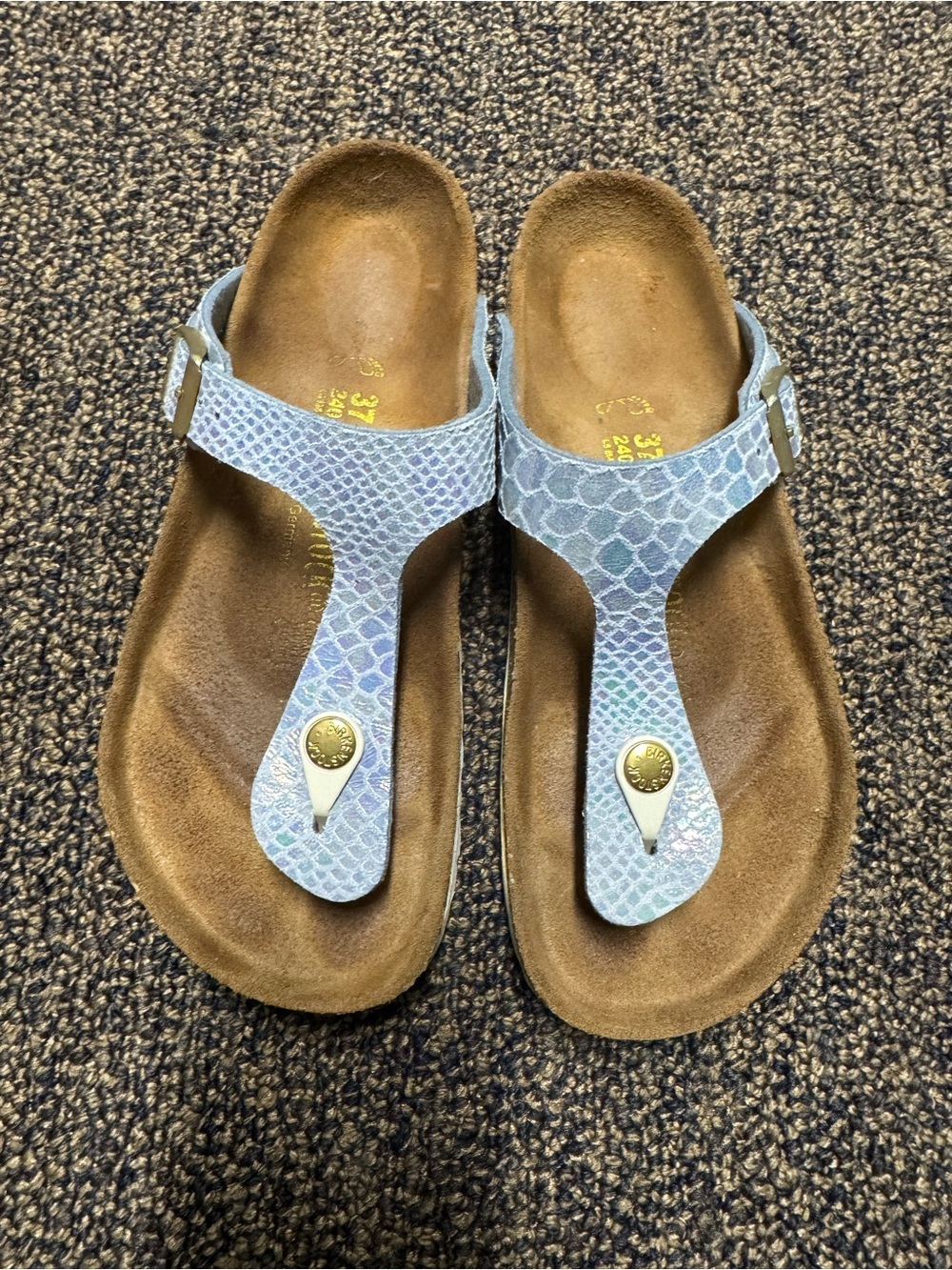 Birkenstock Gizeh Sandals in Shimmery Light Blue